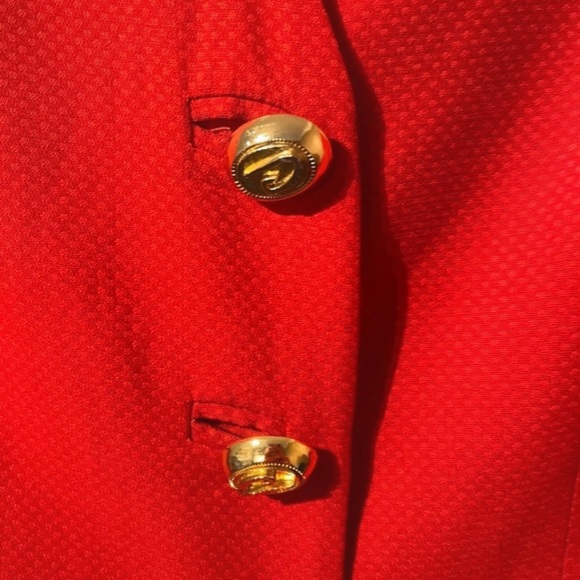 Vintage90s Carla Carini  statement red fitted blazer gold buttons classy  UK8 - Picture 9 of 11